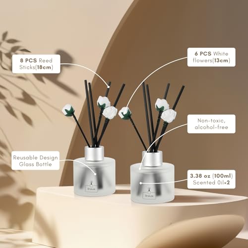 Brakula Bamboo White Tea Reed Diffuser 6.76 fl oz Home Fragrance Bathroom Decor