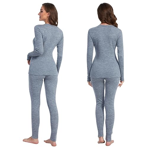 Image of MERINNOVATION Size M Merino Wool Base Layer Set for Women Size Medium 100% Merino Wool Thermal Underwear Sets Midweight Top Bottom