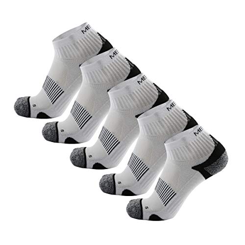 MEIKAN Calcetines De Deporte, para Hombre, Mujer y niño,5 Pares Calcetines De Corte para Correr. (Multicolor-White, EU39-43/(UK6-8))