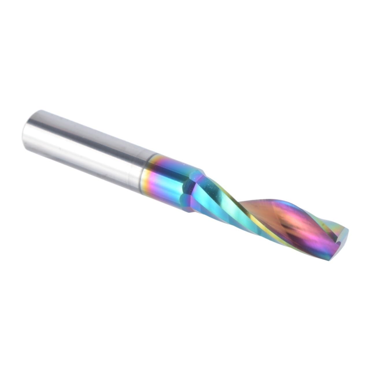 Frez trzpieniowy z węglika spiekanego CNC, pojedynczy flet, powłoka DLC, wolfram 3,175/4/5/6 mm, chwyt, aluminium, frez do grawerowania 3D, do drewna, tworzywa sztucznego (1F-D2.0-L08)