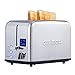 Toaster 2 Scheiben, CUSIMAX Toaster Edelstahl mit übersichtlicher LED-Anzeige, 2 extra breite Toaster schlitze, 6 variablen Bräunungsstufen, Abbrechen, Aufwärmen & Auftauen Funktion