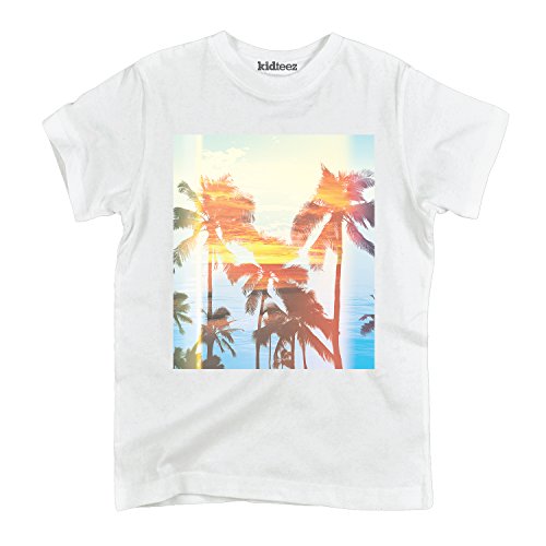Instant Message - Palm Tree Sunset-White Shirt Only - Toddler Short Sleeve T-Shirt - Size 3T #TOP24