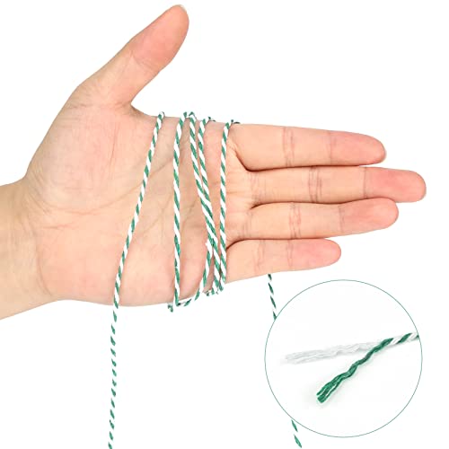 Image of jijAcraft Green and White Twine String, 328 Feet Christmas Bakers Twine String, 2MM Heavy Duty Packing String for DIY Crafts, Christmas Decoration, Gift Wrapping, Craft Wrapping