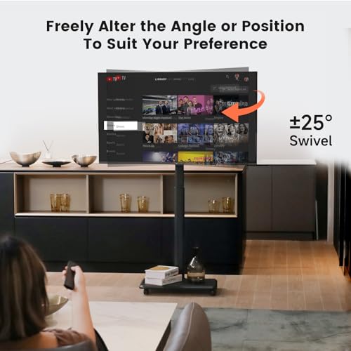 Image of Mobile TV Cart Rolling TV Stand for 26-70 inch Screens, Mobile TV Cart Holds up to 88lbs, 25 Swivel with 6 Levels of Height Adjustment for Optimal Viewing, TV Stands for Office,Room, Outdoor,Corner