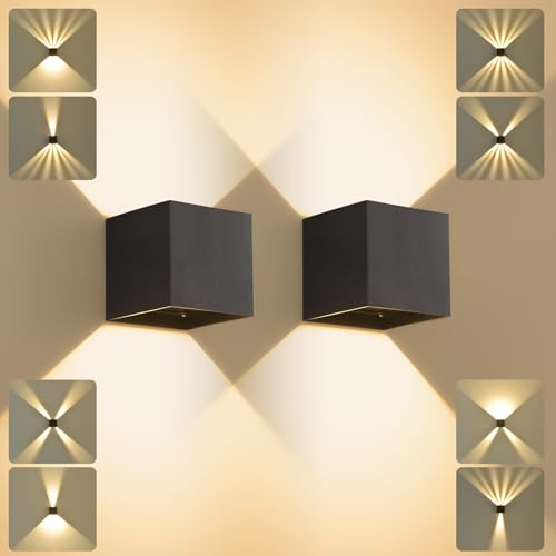 SANSHI 2 pezzi Applique da Parete LED Interno Esterno 12W,Moderno