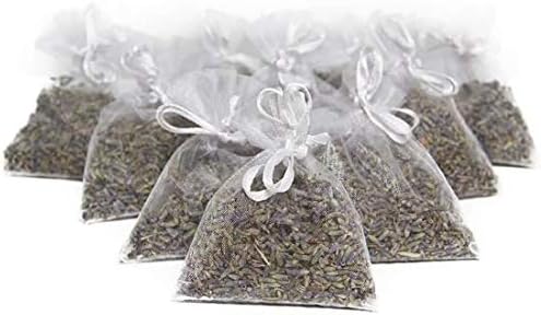 Flowers Story Organic Lavender Provence 15 Bags Organza Violet Bags 10 g Per Pack Organic Edible Aix-en-Provence Lavender Total 150 g white