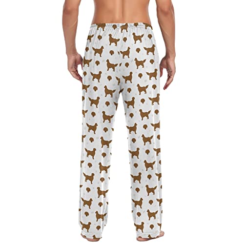Mens Pajama Pants Dog Pattern Lounge Pants Super Soft Pajama Bottoms with Pockets,Golden Retriever Dogs2
