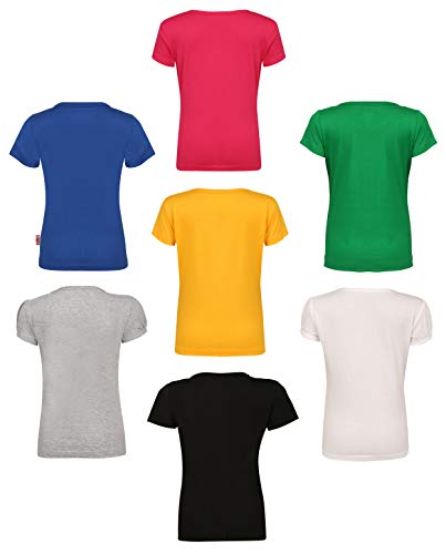 Image of SINI MINI Sinimini Girls Half Sleeve Cotton Round Neck Tshirt with bio wash (Pack of 7).