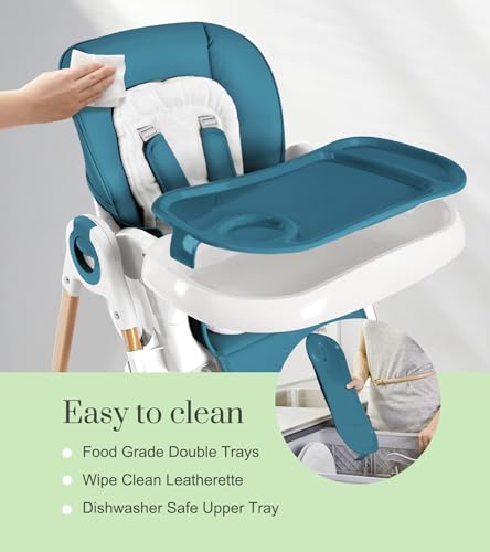 Image of Mallify Convertible High Chairs for Babies and Toddlers, Height Adjustable Baby High Chair, High Chair with Removable Tray, Adjustable Backrest, Portable Baby Dinning Chair with Lockable Wheels