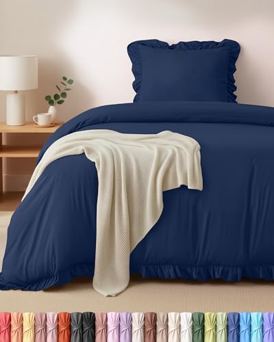 Utopia Bedding Funda Nordica Cama (Azul Marino, Cama 90 135x200cm + 1 x Funda Almohada 80x80cm)