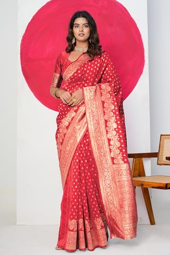 Image of Subham Saree for Woman Silk Cotton Kanjivaram | Soft Daily Wear Golden Zari Sari with Jacquard Blouse Piece