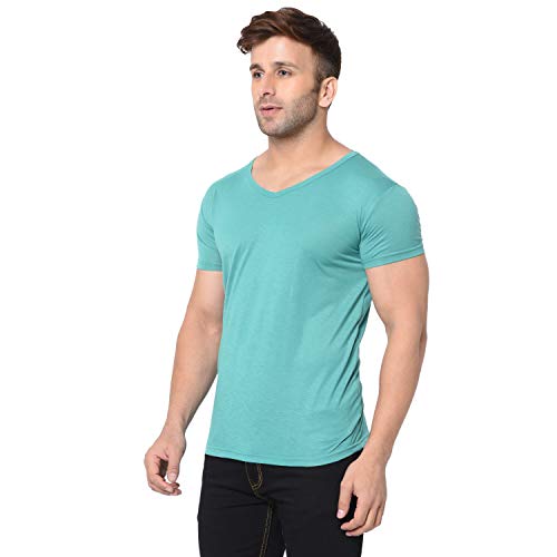Image of Men's Cotton Blend Half Sleeve V Neck Tshirt