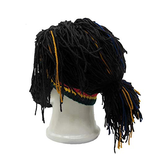 Image of Funny Rasta Wig Beard Hats Knitted Jamaican Rasta Beanie Hat with Dreadlocks Christmas Halloween for Men Women