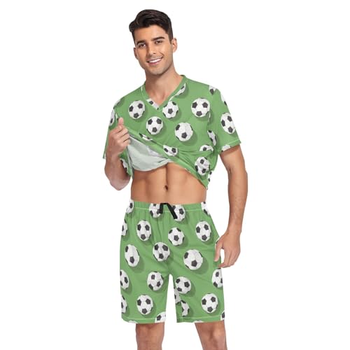 Soccer Football Men’s Pajama Sets 2 Piece Short Sleeve Sleepwear with Printed Design3