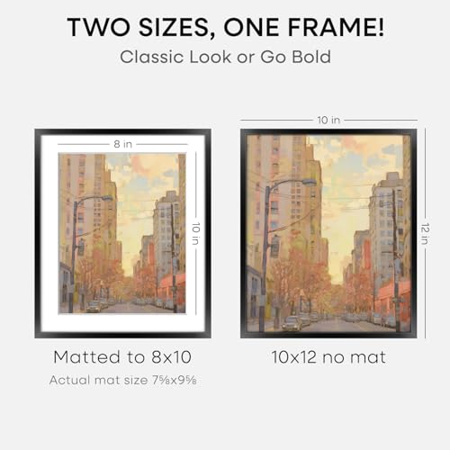 Image of Homeforia Black 10x12 Picture Frame, High End Metal 10x12 Poster Frames with Mat 8x10, 10 x 12 Black Frame Matted to 8 x 10 inch Photo, 10 by 12 Thin Hanging Frames, Tempered Glass, Wall Kit, Set of 1