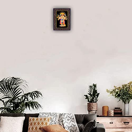 Image of Hawai Shree Panchmukhi Hanuman Bajrangbali Wall Decor Photo Frame, Size- 21x17x2 cm | Engineered Wood Wall Hanging Home Decor Religious Photo Frame | SFDI275BLKFRM