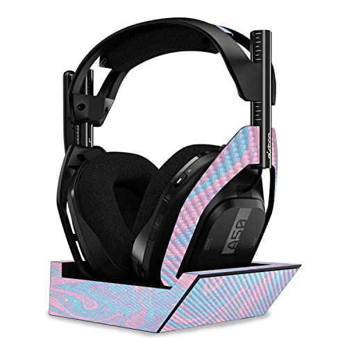 Image of MightySkins Carbon Fiber Skin Compatible with Astro A50 Wireless Headphones + Base Station (Gen 4) - Cotton Candy Swirl | Protective, Durable Textured Carbon Fiber Finish | Easy to Apply