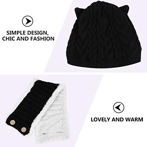 NUOBESTY Bebê Malha Chapéu Cachecol Conjunto Crianças Inverno Quente Gorro Boné Pescoço Mais Quente