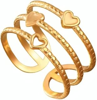 Stainless Steel Ring Light Luxury Delicate Elegant Heart Triple Stacking Skeleton Ring For Women Jewelry Everyday wear