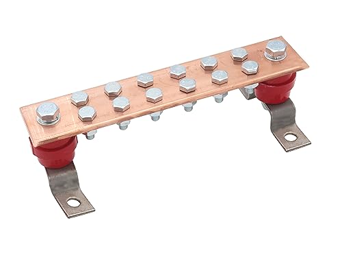 Lby .24"X 1.97"X 9.8" Wall Mounted Copper Ground Bar Kit, With 12 Terminal Positions,Copper Grounding Busbar Bar Kit #TOP2