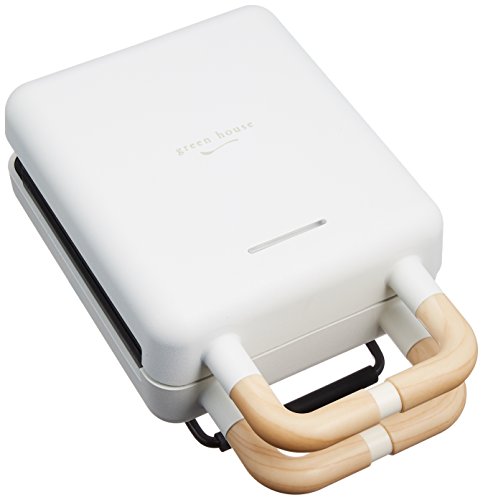 グリーンハウス ブルックリンスタイル ホットサンドメーカー(ワッフルプレート付) プレート取り外し&水洗い ホワイト GH-HOTSAB-WH