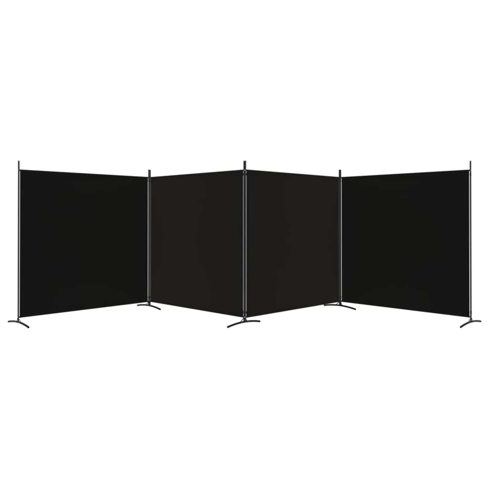 Homgoday Przegroda do pomieszczeń parawan wewnętrzny oddzielny parawan panele dzielące do wnętrz domu, 4-panelowa przegroda, czarna tkanina 698 x 180 cm