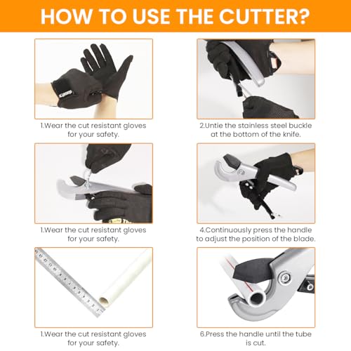 Image of Serplex PVC Pipe Cutter Heavy Duty SK5 Steel 1 /8-1 Inch Dia Safety Lock | Clean Cuts, Reduced Slipping, SK5 Steel Blade, Small-Diameter PE PPR Rubber Tubing, Secure Locking, Support Available