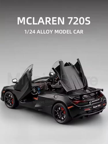 Image of 1:24 Maclaren 720s Sports Model Exclusive Alloy Diecast Pull Back Toy car with Openable Doors & Light Music Toys for Kids Boy Girl Gift (1:24 Maclaren 720s -Black)