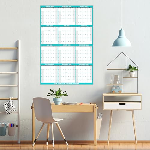 24\" x 36\" 2026 Wall Calendar with 3 Pack Fineliner Color Pens, Large 12 Month Annual Yearly Planner, Erasable Wet & Dry Erase Laminated Calendar for Wall, Reversible, Horizontal/Vertical - Thumbnail 2