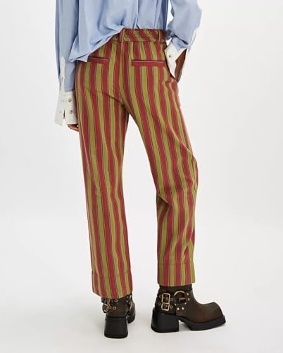 Women Casual Drawstring Elastic Waist Loose Wide Leg Striped Pants with Pockets2