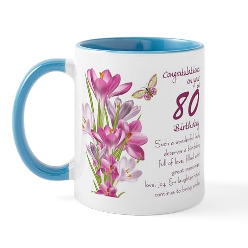 Taza de cerámica 11 oz para 80o cumpleaños miniatura 2