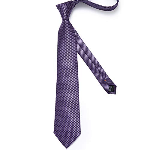 Image of DiBanGu Plaid Ties for Men Silk Checkered Necktie and Pocket Square Cufflinks Tie Clip Set with Gift Box for Wedding Business