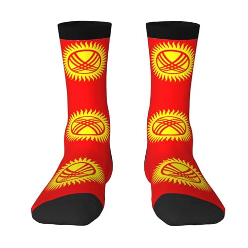 LPLSNWS Chaussettes mi-mollet décontractées unisexe - Drapeau du Kirghizistan imprimé blanc, indispensable pour le sport quotidien et le fitness, 3 noir, Taille unique