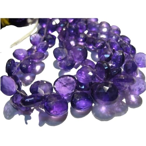Cœur à facettes d'améthyste de 8mm, fil améthyste violette africaine de 4 pouces