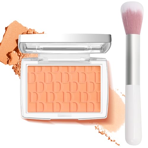 LYBHDAFA Coral Blush Powder Blush for Cheeks with Brush, Matte