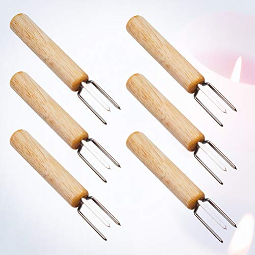 Espetos de churrasco DOITOOL para espetos de kebab de aço inoxidável para grelhar 6 garfos de madeir