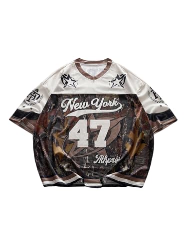 SOLY HUX Jersey Shirts for Men Y2k Short Sleeve Camo Graphic Tees Streetwear Summer Outfits