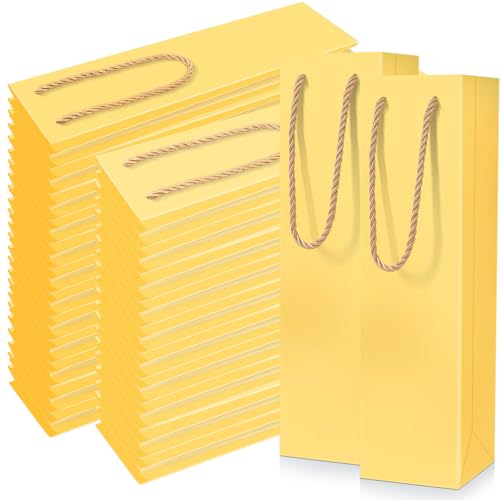 Fulmoon 80 Pack Wine Gift Bag Bulk, 4"x3.5"x14" Wine Bag, Gold