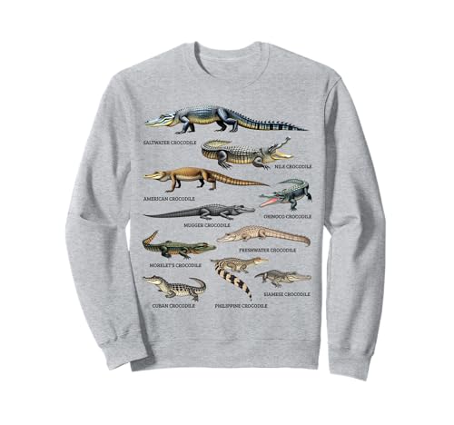 Tipos de cocodrilos Herpetología educativa Especies de reptiles Sudadera