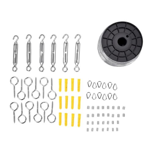 Cuerda de alambre de acero de 2mm Eujgoov para enredaderas y kit de fijación de luces exteriores 5