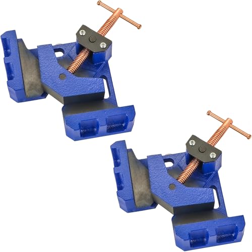 Image of weyleity 2 Pack Cast Iron Welders Angle Clamp | Heavy Duty Two Axis 90 Degrees Welding Clamp, Right Welding Angle Clamp Self Centering Jig Fixture for Woodworking Miter Clamp