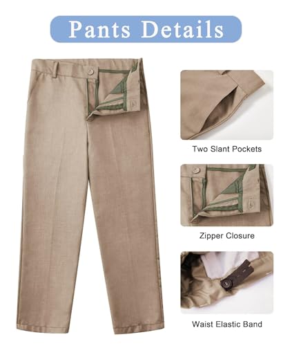 Image of Boys' Dress Pants Kids Wedding Suit Pants Boys School Uniform Pants Trousers for Golf Play & Outdoor Adjust Waist