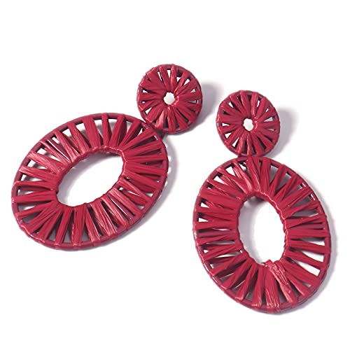 Statement Raffia Earrings Boho Drop Dangle Earrings for Women Handmade Fashion Earring Bohemian Gift Jewelry for Girls