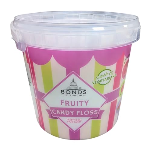 Bonds of London Fruity Candy Floss | 1 Tub | 120g | Tradional Spun Candy | Suitable for Vegetarians | Cherry | Apple | Watermelon