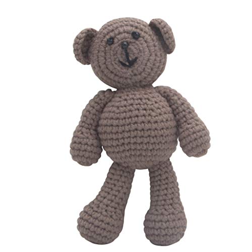 DRAGONRUN Little Handmade Stuffed Bear Crochet Wool for Pendant Interactive Toy for Baby Emotion Smooth Office Car Supplies