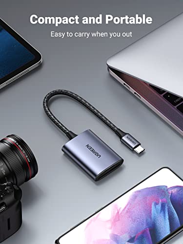 UGREEN USB C 3.0 Lettore di Schede SD TF, Adattatore Micro SD OTG in Allumino, Card Reader Compatibile con iPad Pro 2022, MacBook Pro 2023, MacBook Air, Galaxy S23/22, Xiaomi 13/12, Huawei P50