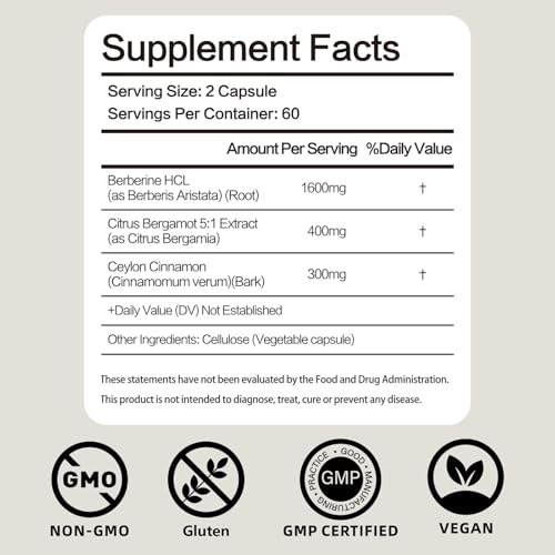 image for FraFr.gancia Berberine HCl Supplement with Ceylon Cinnamon & Citrus Be