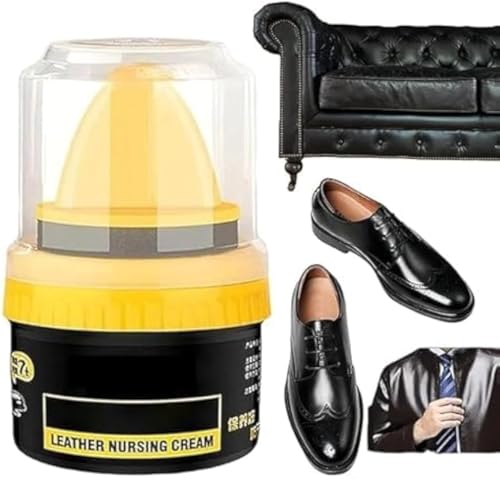 Image of Leather Repair Cream Liquid Shoe Polish, Liquid Shoe Shine, Natural Cream Leather Shoe Polish, Protects Leather from Scuffs and Scratches, Shoe Care Shoe Cream with Sponge (Black)