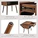 Mazefur Hidden Compartment Night Stand Set 2, Mid Century Modern Concealment Furniture, End Table with Storage Drawer, Bedside Table with Wood Legs for Bedroom (2,Walnut)
