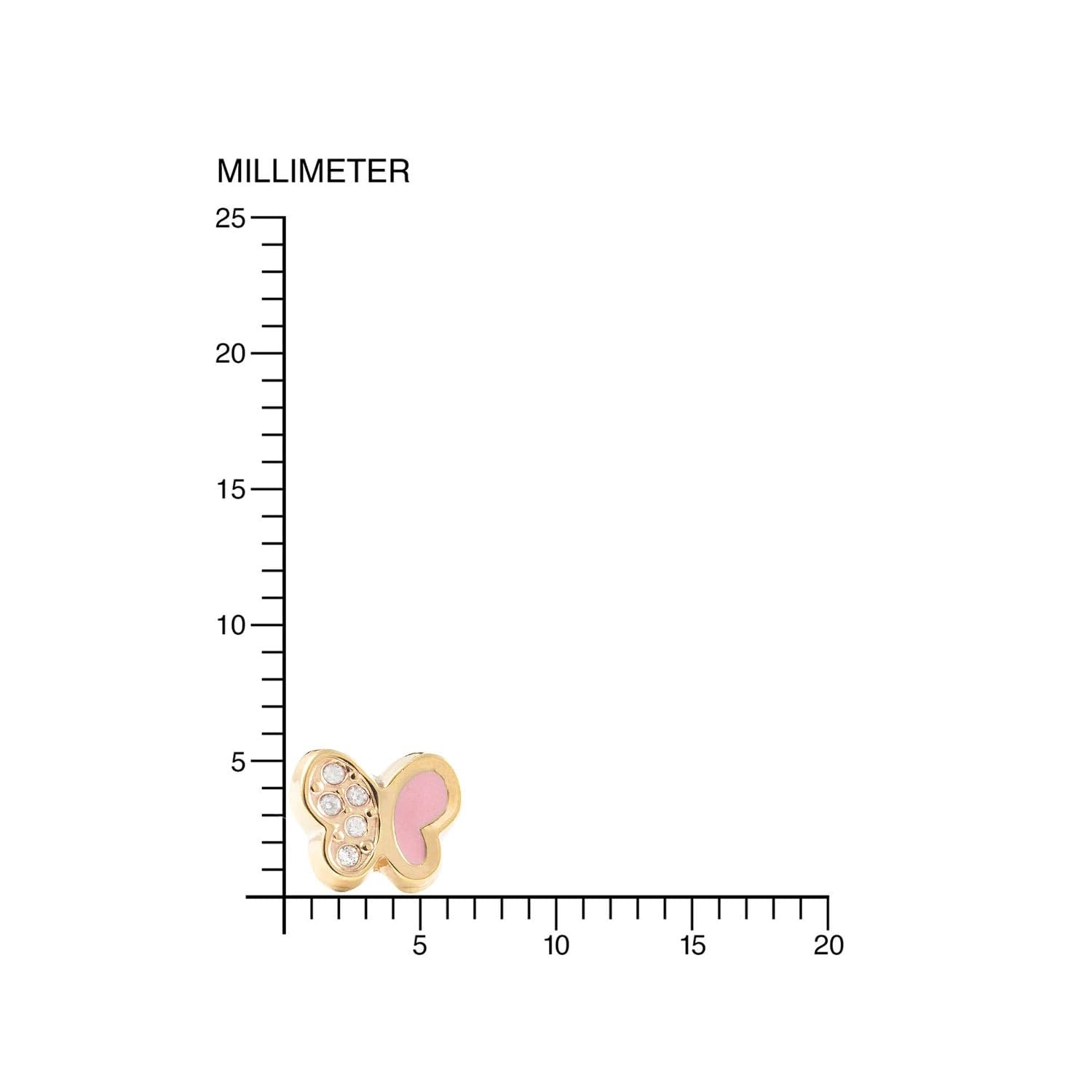 Damen & Kinder rosa Schmetterlings Ohrstecker - Gelbgold 9 Karat (375) - Geschenkbox - Garantiezertifikat